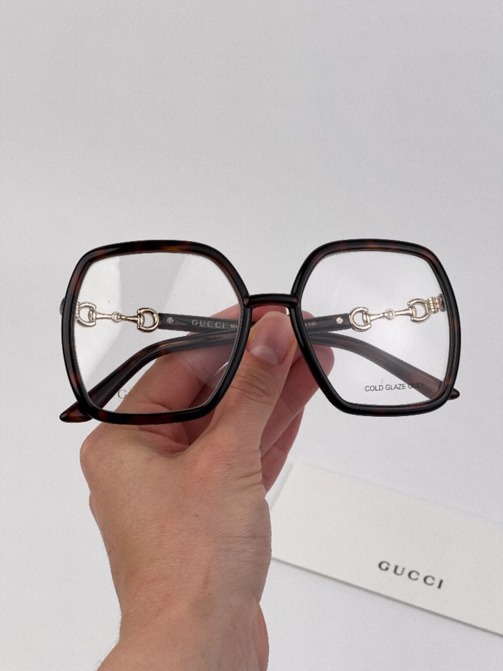 Gucci Women Eyeglasses Havana Square Oversized GG0890O 002 NEW AUTHENTIC